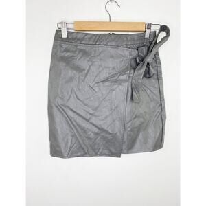 LF Seek The Label Grey Faux Leather Asymmetrical Skirt Women's Size Small S NWT